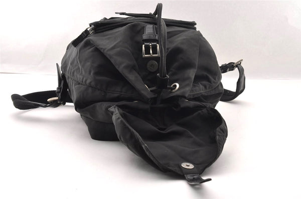 Authentic PRADA VELA Nylon Tessuto Leather Backpack B4650 Black 2424I