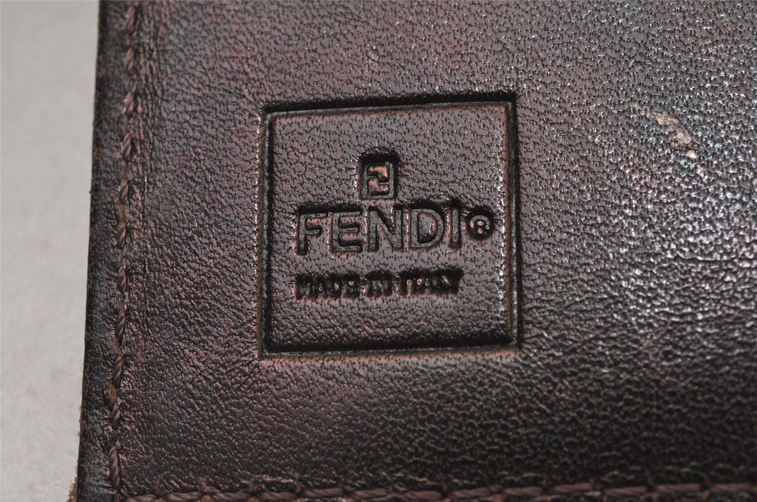 Authentic FENDI Vintage Zucchino Bifold Wallet Purse Canvas Leather Brown 2426I