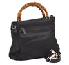 Authentic GUCCI Bamboo 2Way Shoulder Tote Bag Nylon Leather Black 2426J