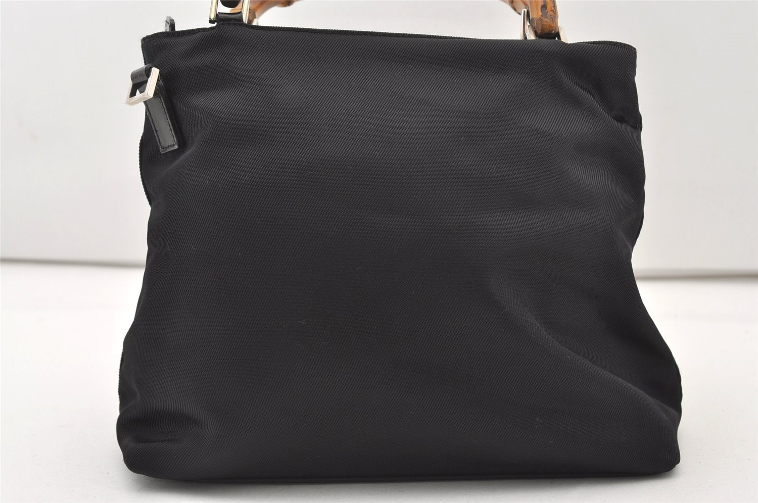 Authentic GUCCI Bamboo 2Way Shoulder Tote Bag Nylon Leather Black 2426J