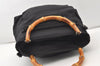 Authentic GUCCI Bamboo 2Way Shoulder Tote Bag Nylon Leather Black 2426J