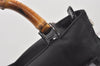 Authentic GUCCI Bamboo 2Way Shoulder Tote Bag Nylon Leather Black 2426J