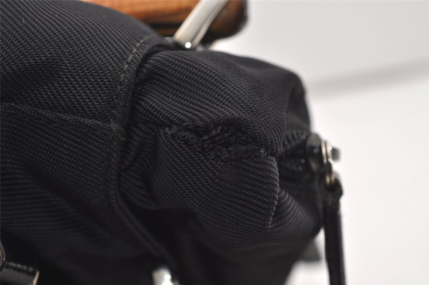 Authentic GUCCI Bamboo 2Way Shoulder Tote Bag Nylon Leather Black 2426J