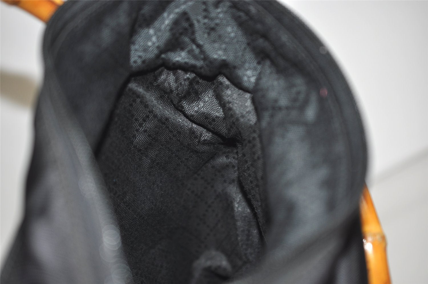 Authentic GUCCI Bamboo 2Way Shoulder Tote Bag Nylon Leather Black 2426J