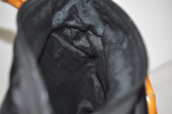 Authentic GUCCI Bamboo 2Way Shoulder Tote Bag Nylon Leather Black 2426J