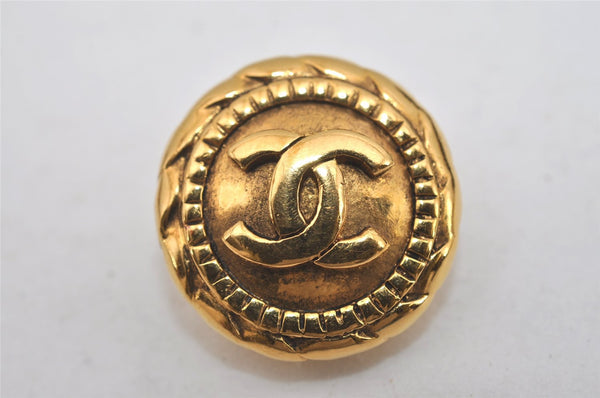 Authentic CHANEL Vintage Clip-On Earrings CoCo Mark Gold Plated 2429I