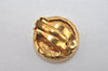 Authentic CHANEL Vintage Clip-On Earrings CoCo Mark Gold Plated 2429I