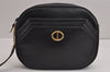 Authentic Christian Dior Shoulder Cross Body Bag Purse Leather Black Junk 2430J