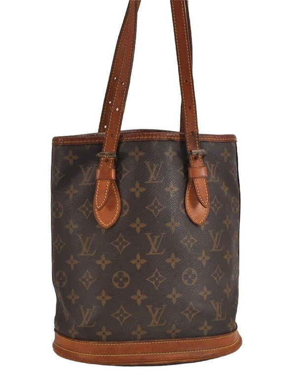 Authentic Louis Vuitton Monogram Bucket PM Shoulder Tote Bag M42238 Junk 2432J