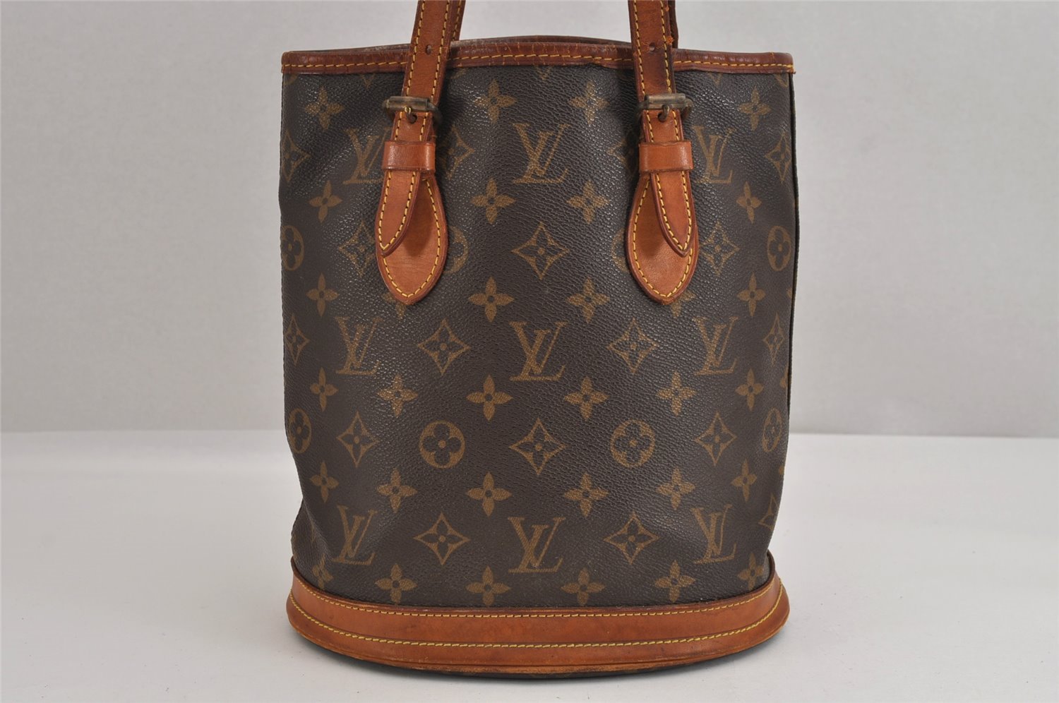 Authentic Louis Vuitton Monogram Bucket PM Shoulder Tote Bag M42238 Junk 2432J