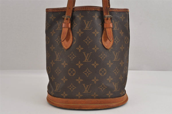 Authentic Louis Vuitton Monogram Bucket PM Shoulder Tote Bag M42238 Junk 2432J