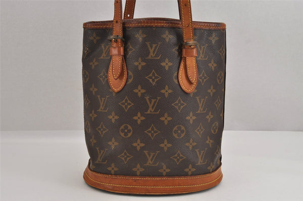 Authentic Louis Vuitton Monogram Bucket PM Shoulder Tote Bag M42238 Junk 2432J