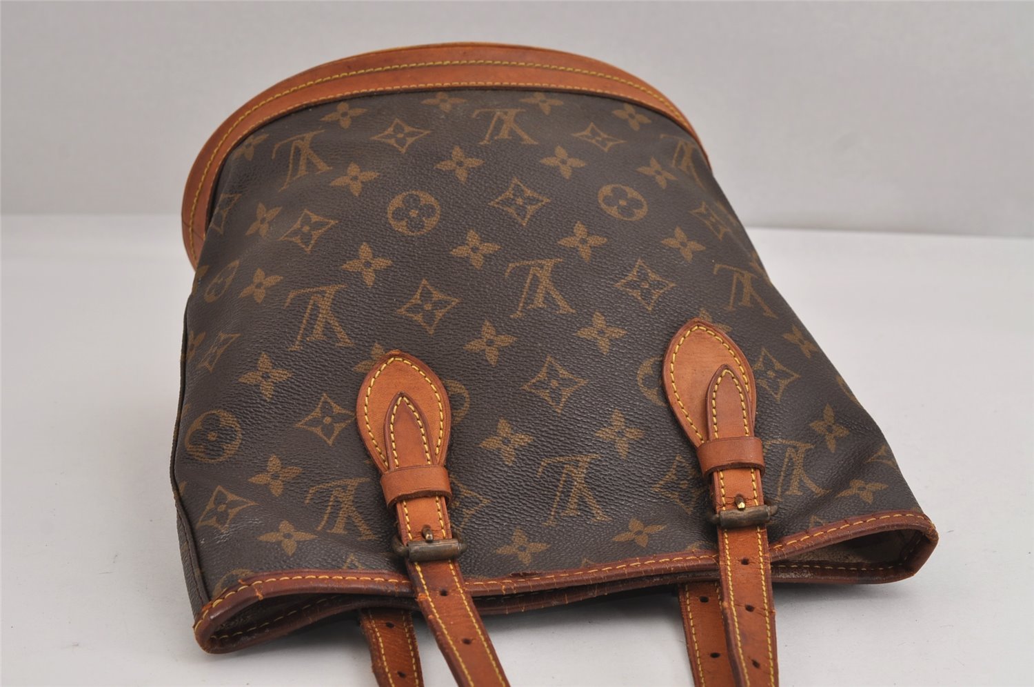 Authentic Louis Vuitton Monogram Bucket PM Shoulder Tote Bag M42238 Junk 2432J
