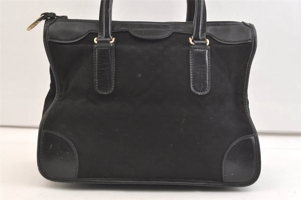Authentic GUCCI Vintage Micro GG Canvas Leather Tote Hand Bag Black 2432K