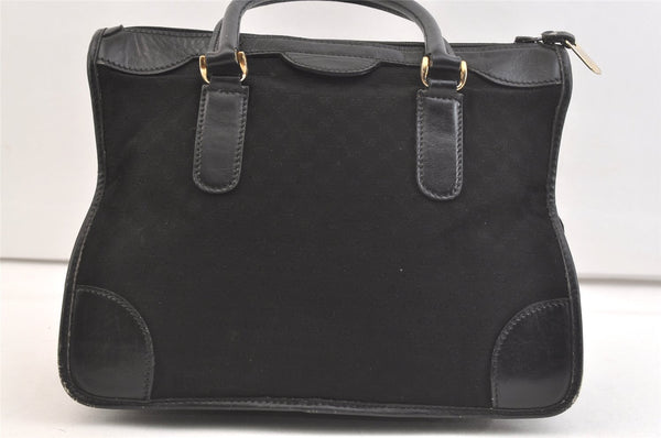 Authentic GUCCI Vintage Micro GG Canvas Leather Tote Hand Bag Black 2432K