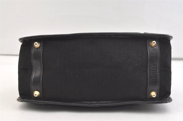 Authentic GUCCI Vintage Micro GG Canvas Leather Tote Hand Bag Black 2432K