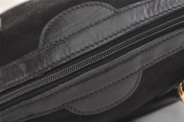 Authentic GUCCI Vintage Micro GG Canvas Leather Tote Hand Bag Black 2432K