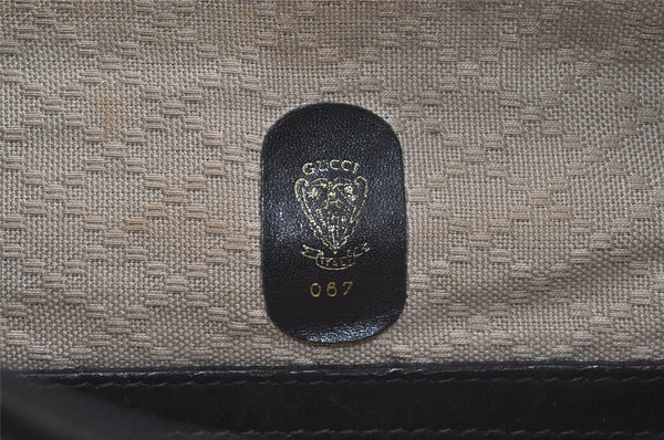 Authentic GUCCI Vintage Micro GG Canvas Leather Tote Hand Bag Black 2432K
