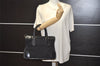 Authentic GUCCI Vintage Micro GG Canvas Leather Tote Hand Bag Black 2432K