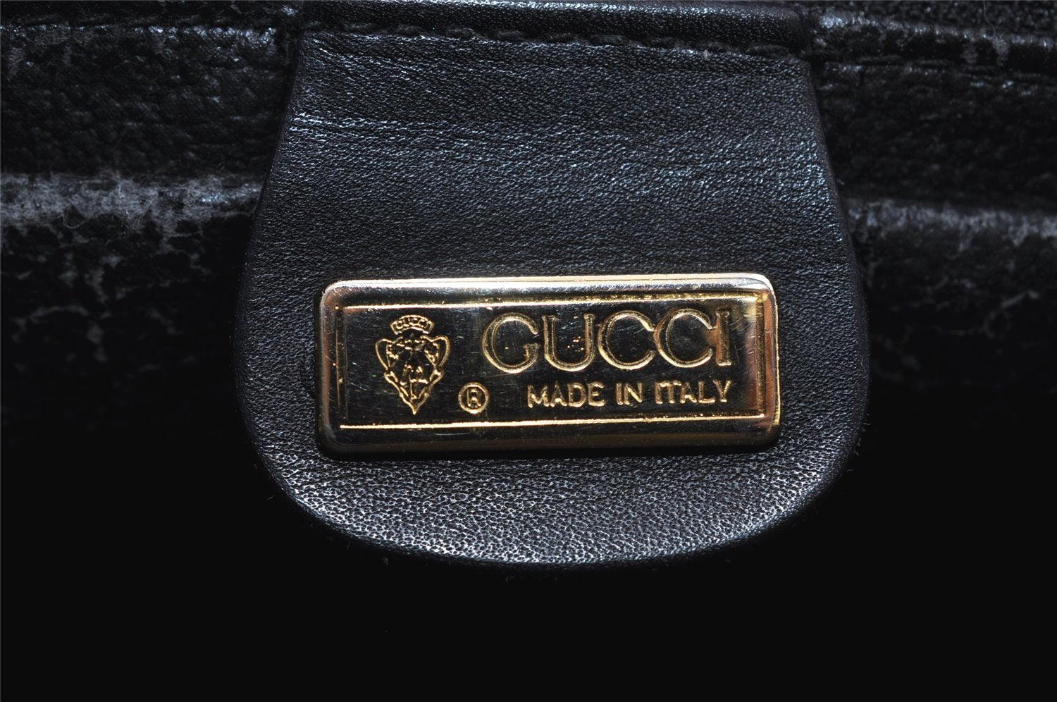 Authentic GUCCI Web Sherry Line Micro GG Shoulder Bag PVC Leather Black 2433I