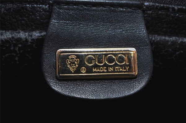 Authentic GUCCI Web Sherry Line Micro GG Shoulder Bag PVC Leather Black 2433I