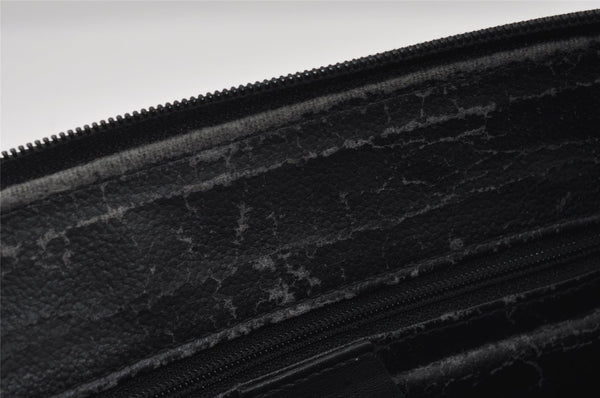Authentic GUCCI Web Sherry Line Micro GG Shoulder Bag PVC Leather Black 2433I