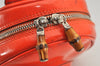 Authentic GUCCI Bamboo Shoulder Bag Purse Enamel Orange Junk 2434K