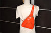 Authentic GUCCI Bamboo Shoulder Bag Purse Enamel Orange Junk 2434K
