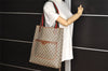 Authentic GUCCI Web Sherry Line Shoulder Tote Bag GG PVC Leather Brown 2436I