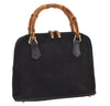 Authentic GUCCI Bamboo 2Way Shoulder Hand Purse Bag Suede Leather Black 2436J