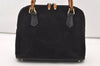 Authentic GUCCI Bamboo 2Way Shoulder Hand Purse Bag Suede Leather Black 2436J