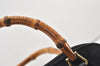 Authentic GUCCI Bamboo 2Way Shoulder Hand Purse Bag Suede Leather Black 2436J