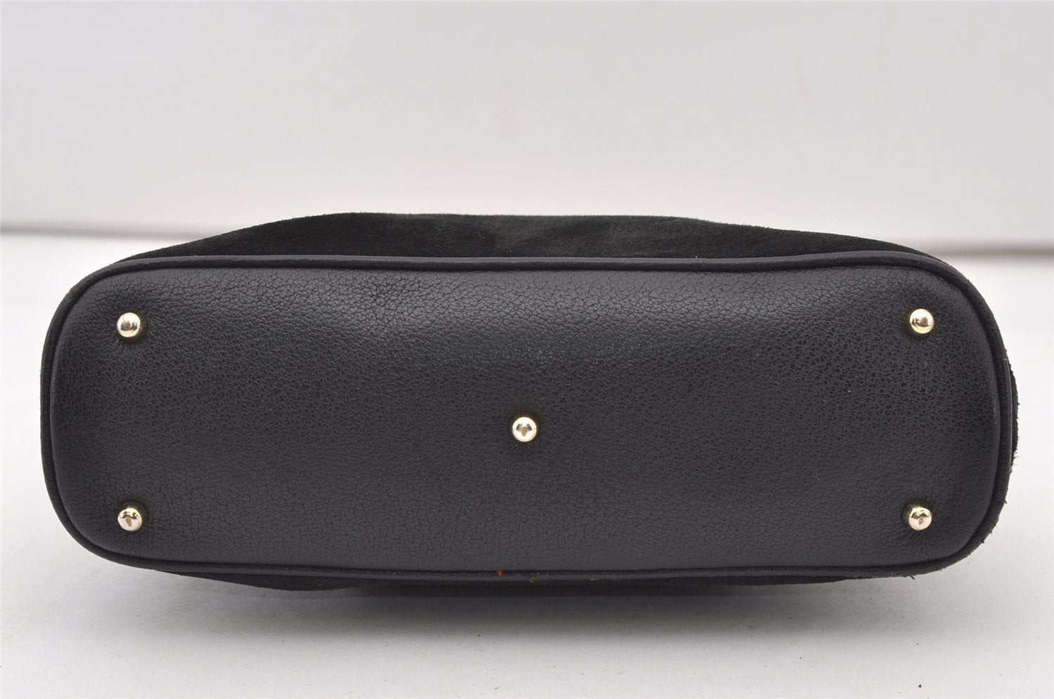 Authentic GUCCI Bamboo 2Way Shoulder Hand Purse Bag Suede Leather Black 2436J