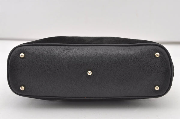 Authentic GUCCI Bamboo 2Way Shoulder Hand Purse Bag Suede Leather Black 2436J