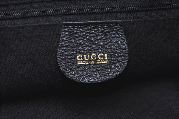 Authentic GUCCI Bamboo 2Way Shoulder Hand Purse Bag Suede Leather Black 2436J