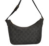 Authentic GUCCI Vintage Shoulder Bag Purse GG Canvas Leather 32160 Black 2437J