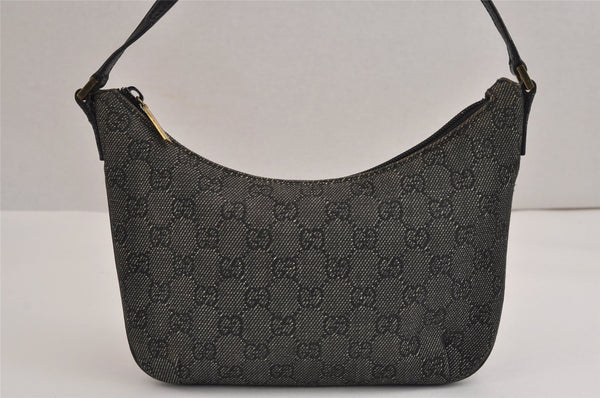 Authentic GUCCI Vintage Shoulder Bag Purse GG Canvas Leather 32160 Black 2437J