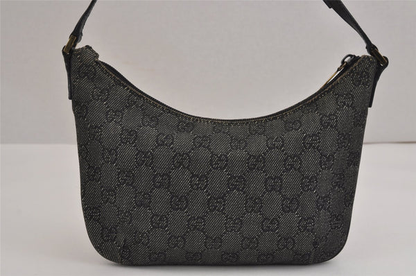 Authentic GUCCI Vintage Shoulder Bag Purse GG Canvas Leather 32160 Black 2437J