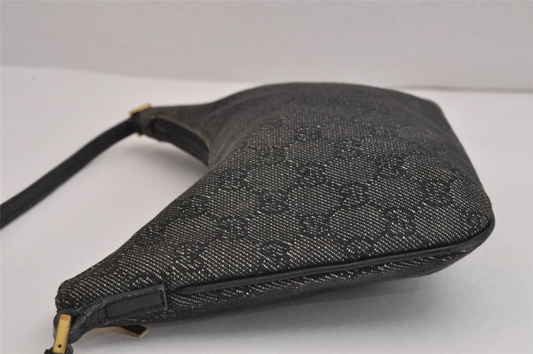 Authentic GUCCI Vintage Shoulder Bag Purse GG Canvas Leather 32160 Black 2437J