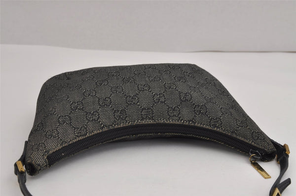 Authentic GUCCI Vintage Shoulder Bag Purse GG Canvas Leather 32160 Black 2437J