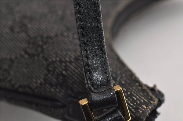 Authentic GUCCI Vintage Shoulder Bag Purse GG Canvas Leather 32160 Black 2437J