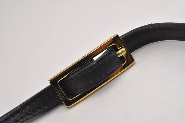 Authentic GUCCI Vintage Shoulder Bag Purse GG Canvas Leather 32160 Black 2437J