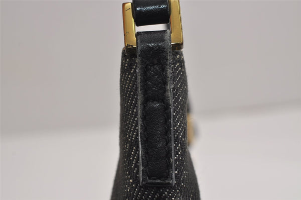 Authentic GUCCI Vintage Shoulder Bag Purse GG Canvas Leather 32160 Black 2437J