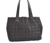 Authentic CHANEL New Travel Line Shoulder Tote Bag Nylon Leather Brown 2437K