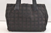 Authentic CHANEL New Travel Line Shoulder Tote Bag Nylon Leather Brown 2437K
