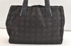 Authentic CHANEL New Travel Line Shoulder Tote Bag Nylon Leather Brown 2437K