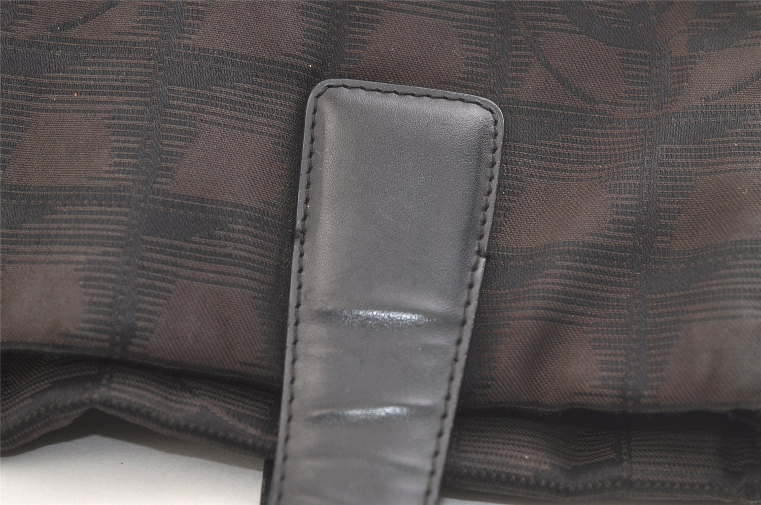 Authentic CHANEL New Travel Line Shoulder Tote Bag Nylon Leather Brown 2437K