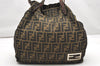 Authentic FENDI Vintage Zucca Shoulder Tote Bag Nylon Leather Brown 2438K