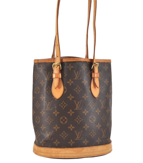 Authentic Louis Vuitton Monogram Bucket PM Shoulder Tote Bag M42238 LV 2440K