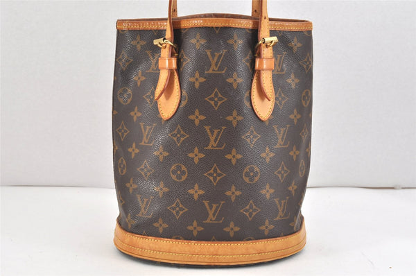 Authentic Louis Vuitton Monogram Bucket PM Shoulder Tote Bag M42238 LV 2440K